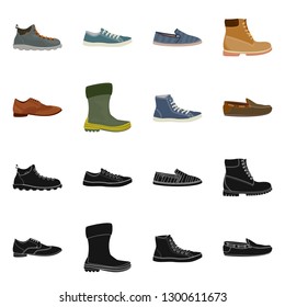 Vector design of shoe and footwear sign. Collection of shoe and foot vector icon for stock.