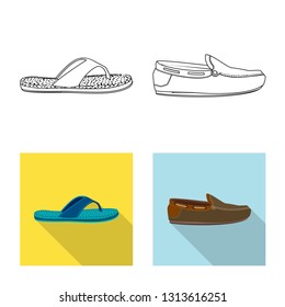Vector design of shoe and footwear sign. Collection of shoe and foot stock vector illustration.