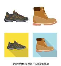 Vector design of shoe and footwear symbol. Collection of shoe and foot vector icon for stock.