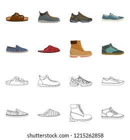 Vector design of shoe and footwear symbol. Set of shoe and foot vector icon for stock.