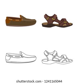 Vector design of shoe and footwear symbol. Collection of shoe and foot stock symbol for web.