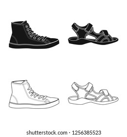 Vector design of shoe and footwear symbol. Set of shoe and foot stock symbol for web.