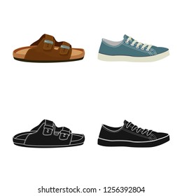 Vector design of shoe and footwear symbol. Set of shoe and foot stock vector illustration.