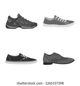 Vector design of shoe and footwear symbol. Set of shoe and foot stock symbol for web.