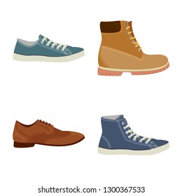 Vector design of shoe and footwear symbol. Set of shoe and foot vector icon for stock.
