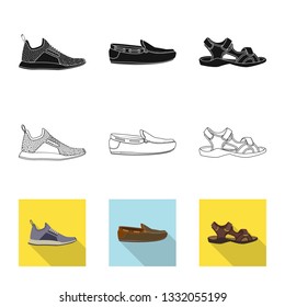 Vector design of shoe and footwear symbol. Collection of shoe and foot vector icon for stock.