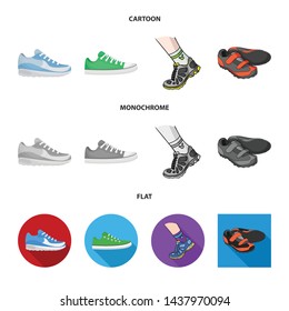 Vector design of shoe and sport icon. Collection of shoe and fitness stock symbol for web.