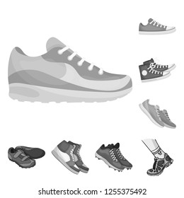 Vector design of shoe and sport logo. Set of shoe and fitness vector icon for stock.