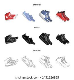 Vector design of shoe and sport sign. Set of shoe and fitness vector icon for stock.