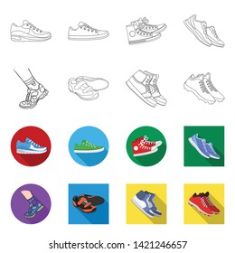 Vector design of shoe and sport symbol. Set of shoe and fitness vector icon for stock.