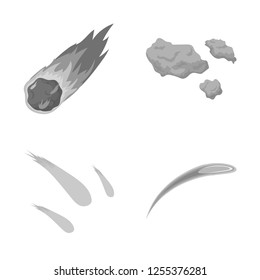 Vector design of shooting and fire logo. Collection of shooting and asteroid vector icon for stock.