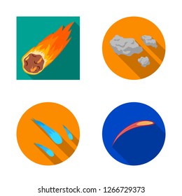 Vector design of shooting and fire logo. Set of shooting and asteroid vector icon for stock.