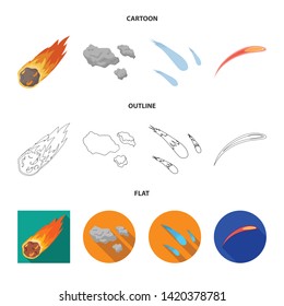 Vector design of shooting and fire sign. Collection of shooting and asteroid stock symbol for web.