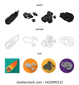 Vector design of shooting and fire symbol. Set of shooting and asteroid vector icon for stock.