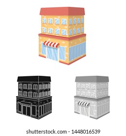 Vector design of shop and cafe symbol. Set of shop and bakery vector icon for stock.