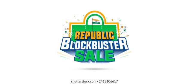 Vector design for Shopping, advertisment concept Republic Day of India. Blockbuster sale, offer, deal discount, web banner poster and logo design.