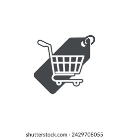 vector design of shopping symbols for labels, tags and baskets.