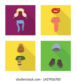 Vector design of shopping and warm symbol. Set of shopping and texture stock symbol for web.