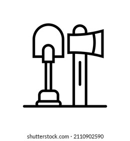 vector design, shovel and ax shape symbol