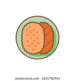 Um design vetorial mostrando o tonkatsu como um grampo nos menus japoneses.