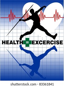 A vector design of a showing the relationship between health and exercise