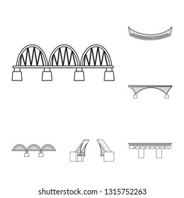 Vector design of sight and connection sign. Set of sight and construct stock vector illustration.