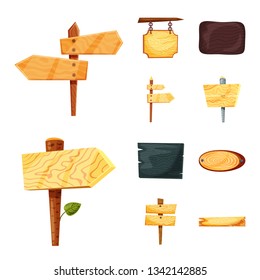 Vector design of signboard  and wood logo. Collection of signboard  and wooden stock vector illustration.