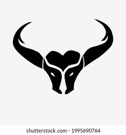 Vector design of a silhouette of a bull head
