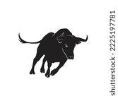 Vector design silhouette of a bull on a white background.