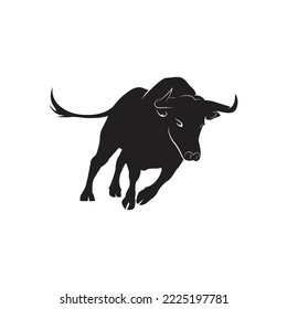 Vector design silhouette of a bull on a white background.