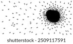 vector design silhouette of a group of black ants eating sweets