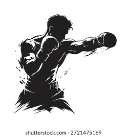 Diseño de Vector de una silueta de un hombre boxeando.