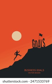 vector design of a silhouette man jumping over the year 2024 to reach goals in 2025, symbolizing business success and ambition.