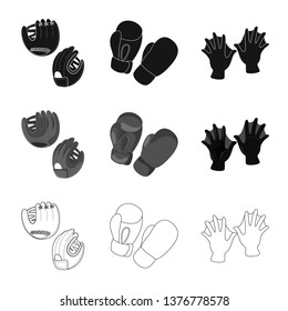 Vector design of silhouette and safety icon. Collection of silhouette and comfort vector icon for stock.