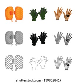 Vector design of silhouette and safety icon. Set of silhouette and comfort stock symbol for web.