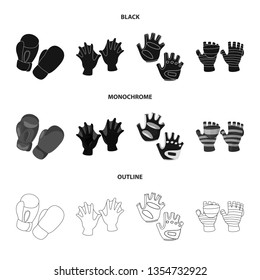 Vector design of silhouette and safety logo. Collection of silhouette and comfort stock symbol for web.