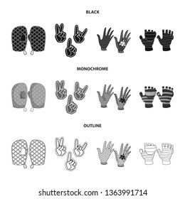Vector design of silhouette and safety logo. Collection of silhouette and comfort stock symbol for web.