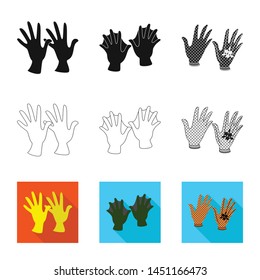 Vector design of silhouette and safety logo. Set of silhouette and comfort stock symbol for web.