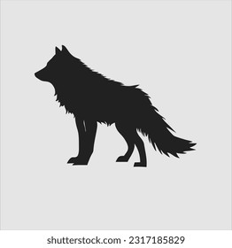 Vector design silhouette of wolf animal from the side