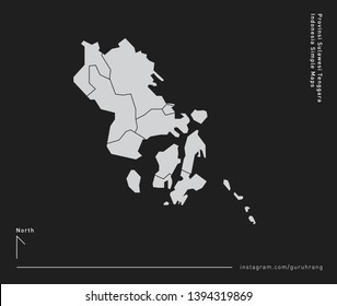Vector design of simple 34 Province of Indonesia Map with polygonal design and editable EPS-10 format. Every map including line and detail of city or district area in province of Indonesia. 