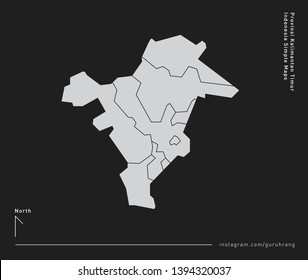 Vector design of simple 34 Province of Indonesia Map with polygonal design and editable EPS-10 format. Every map including line and detail of city or district area in province of Indonesia. 