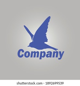 Vector design of simple bird logo with blue color