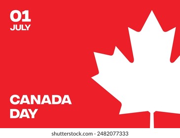 The vector design is a simple and elegant way to celebrate Canada Day. The design features a red background with a white maple leaf in the bottom right corner. The leaf is a symbol of Canada.