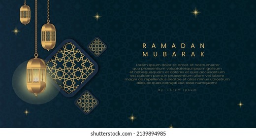 Vector design of simple golden ramadan lanterns and frames, suitable for banners, social media, greetings and others with the theme of ramadan
