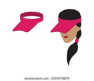 vector design of a simple pink tennis sports cap worn by a female model