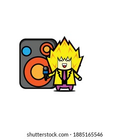 Vector design of singing yellow haired male mascot
