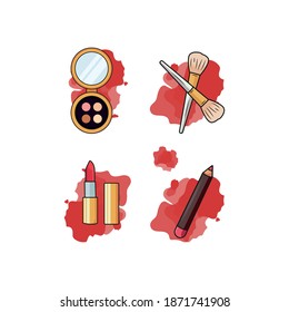 Diseño de vectores con iconos cosméticos de skech