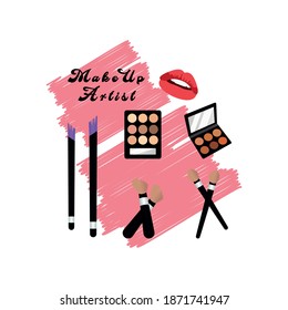 Vector design with skech cosmetic icons