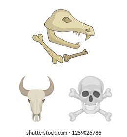 Vector design of skeleton and character icon. Set of skeleton and halloween stock symbol for web.