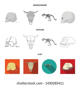 Vector design of skeleton and character icon. Set of skeleton and halloween vector icon for stock.